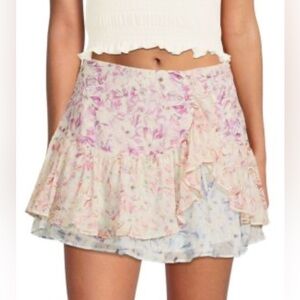 LoveShackFancy Rhodes Skirt Sweet Kisses Floral Silk Mini Size 2‎ NWT $325